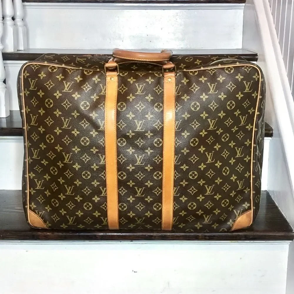 LOUIS VUITTON Sirius 55 Monogram Suitcase Leather Coated Canvas Bag Authentic